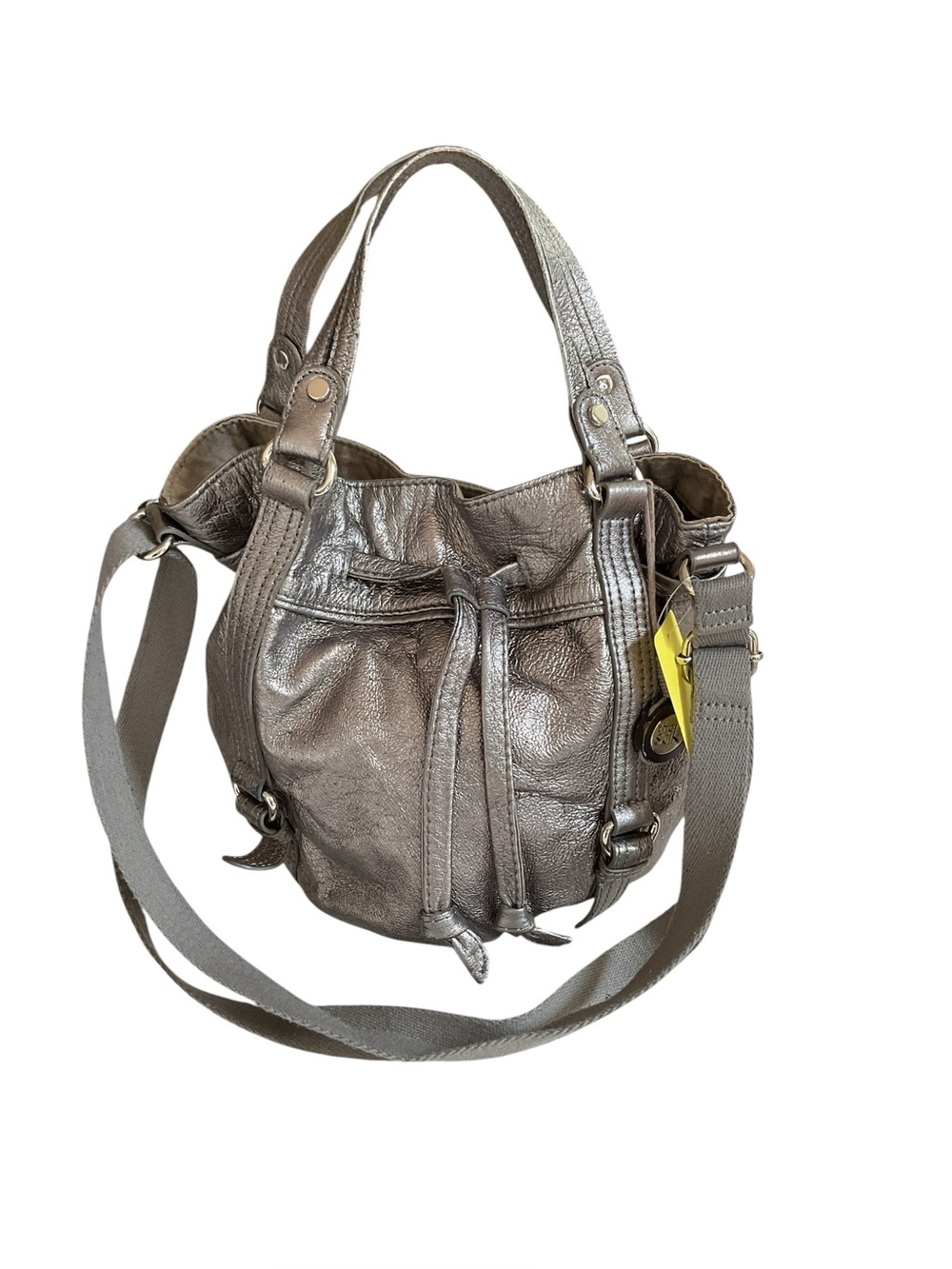 The Sak Metallic Silver Drawstring Shoulder Bag